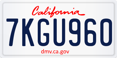 CA license plate 7KGU960