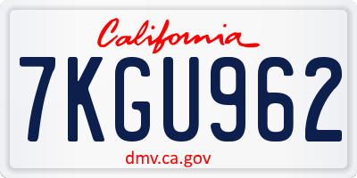CA license plate 7KGU962