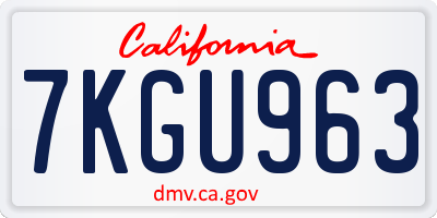 CA license plate 7KGU963