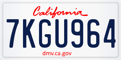 CA license plate 7KGU964