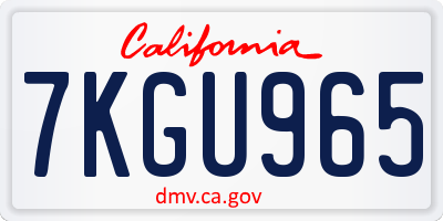 CA license plate 7KGU965