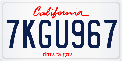 CA license plate 7KGU967