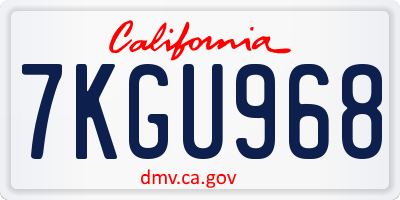 CA license plate 7KGU968