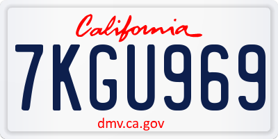 CA license plate 7KGU969