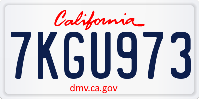 CA license plate 7KGU973