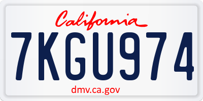 CA license plate 7KGU974