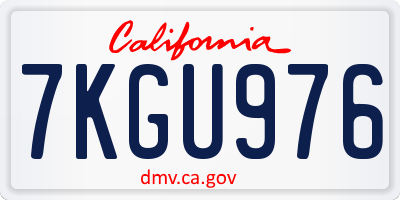 CA license plate 7KGU976