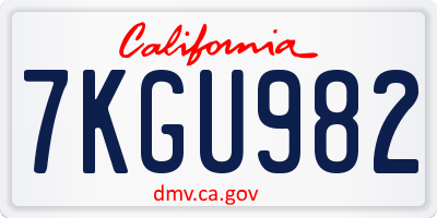 CA license plate 7KGU982