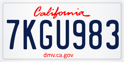 CA license plate 7KGU983