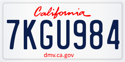 CA license plate 7KGU984