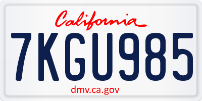 CA license plate 7KGU985