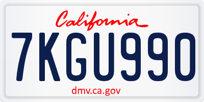 CA license plate 7KGU990