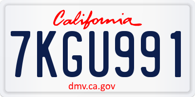CA license plate 7KGU991