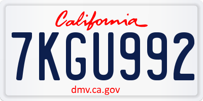 CA license plate 7KGU992