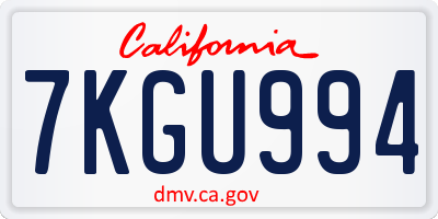CA license plate 7KGU994