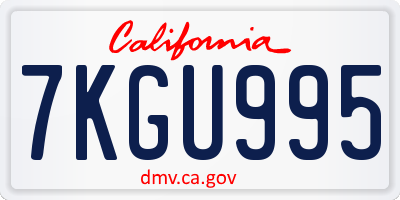 CA license plate 7KGU995