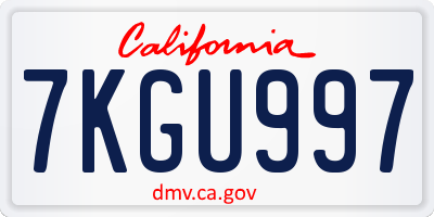 CA license plate 7KGU997
