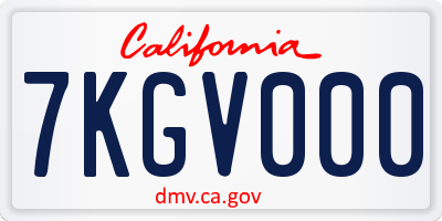 CA license plate 7KGV000