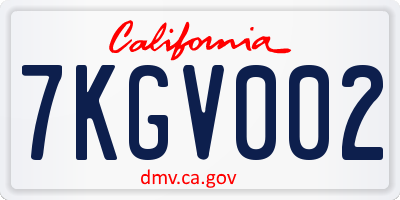 CA license plate 7KGV002