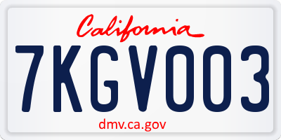 CA license plate 7KGV003