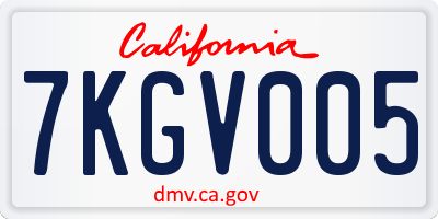 CA license plate 7KGV005
