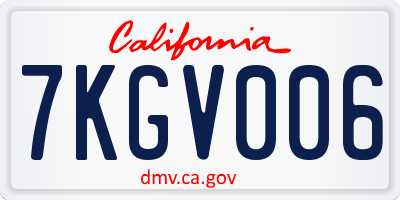 CA license plate 7KGV006