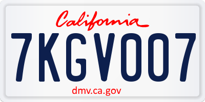 CA license plate 7KGV007