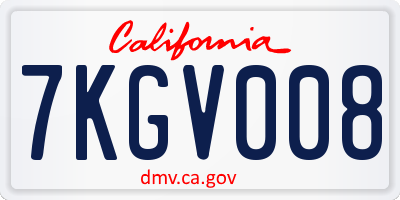 CA license plate 7KGV008