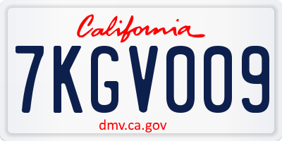 CA license plate 7KGV009