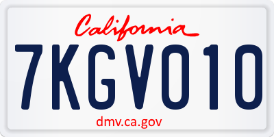 CA license plate 7KGV010