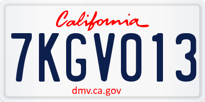 CA license plate 7KGV013