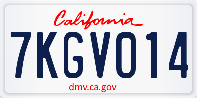CA license plate 7KGV014