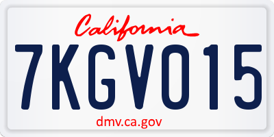 CA license plate 7KGV015