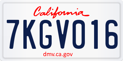 CA license plate 7KGV016