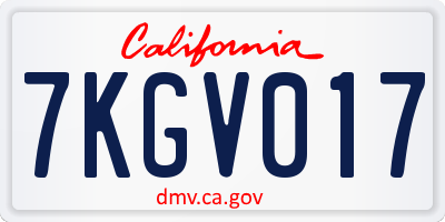 CA license plate 7KGV017