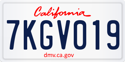 CA license plate 7KGV019