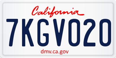CA license plate 7KGV020