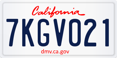 CA license plate 7KGV021