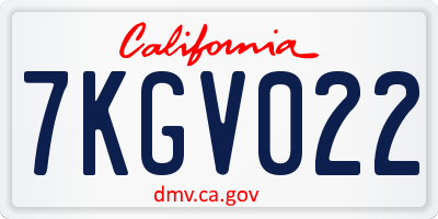 CA license plate 7KGV022