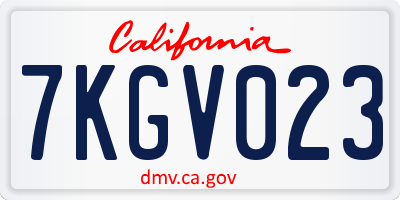 CA license plate 7KGV023