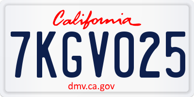 CA license plate 7KGV025
