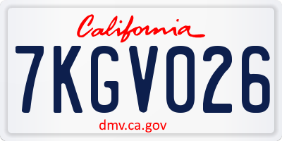 CA license plate 7KGV026