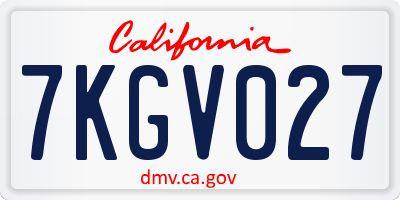 CA license plate 7KGV027