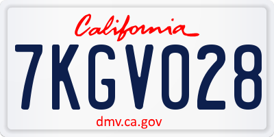CA license plate 7KGV028