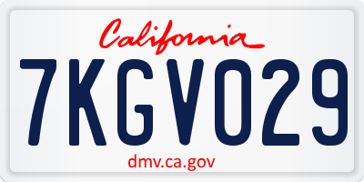 CA license plate 7KGV029