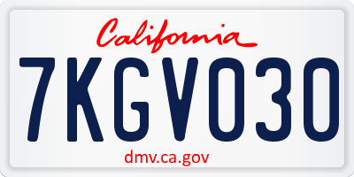 CA license plate 7KGV030