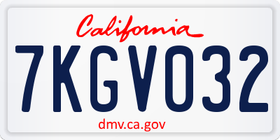 CA license plate 7KGV032