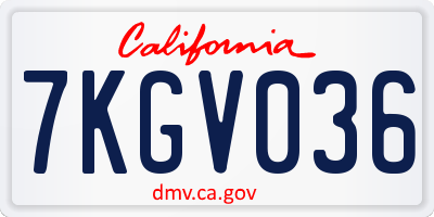 CA license plate 7KGV036