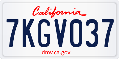 CA license plate 7KGV037