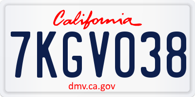 CA license plate 7KGV038